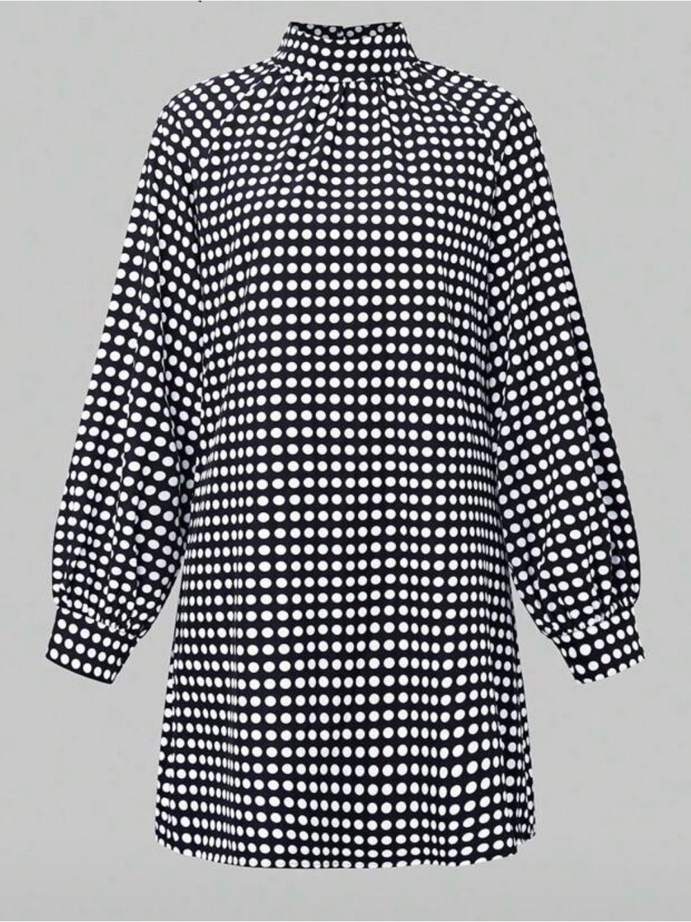 Black & White Polka Dot High-Neck Women’s Dress